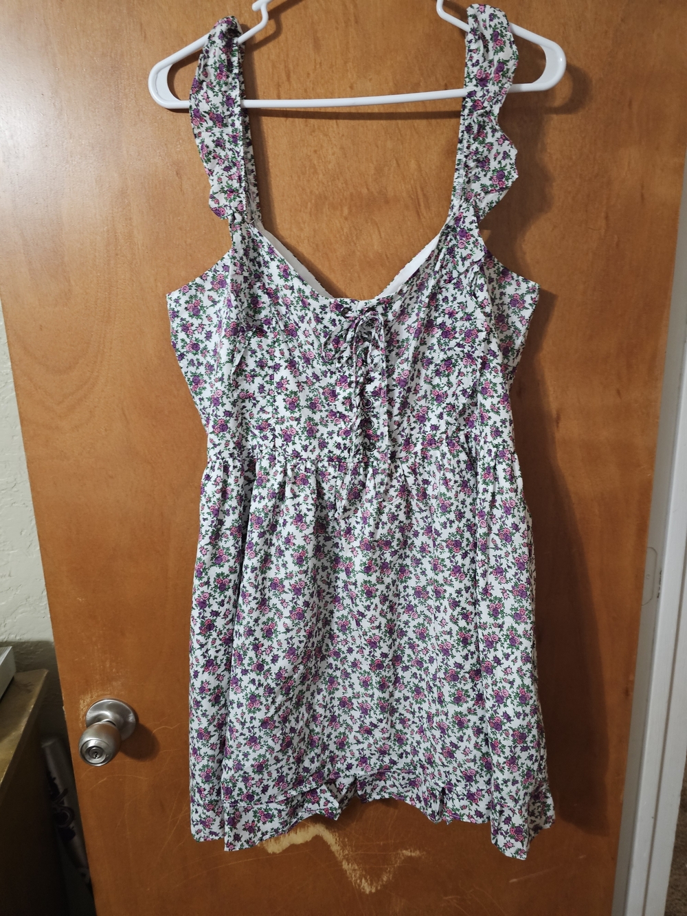 Betsey Johnson Layla Mini Dress Sonic White with Purple and Pink Floral Print